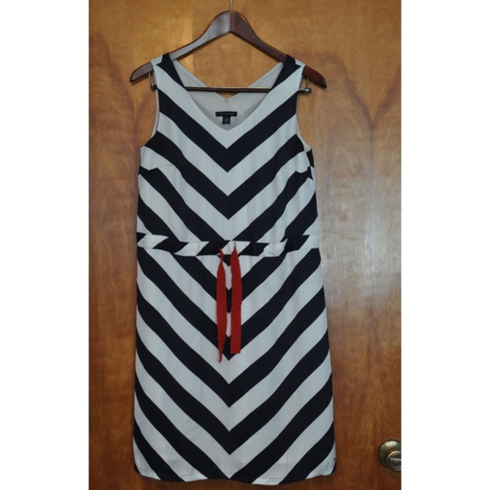 Tommy Hilfiger Chevron Dress with Red-Orange Tie